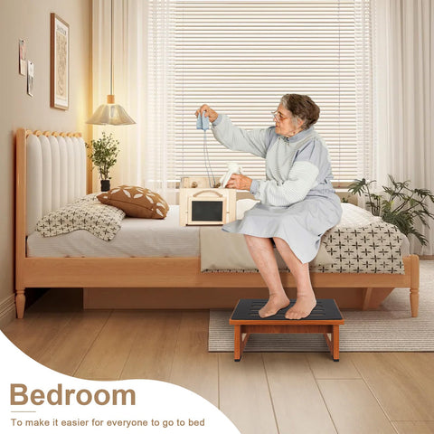 QIANBAIYI Step Stool with handles ensures easy, secure bedside access.