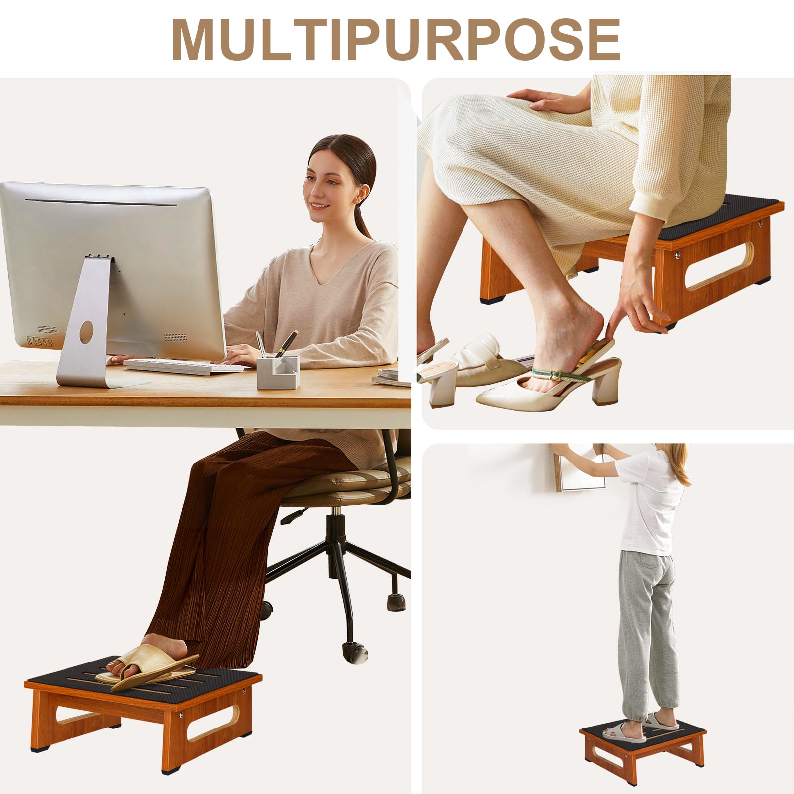 QIANBAIYI Step Stool helps reach high kitchen shelves safely.