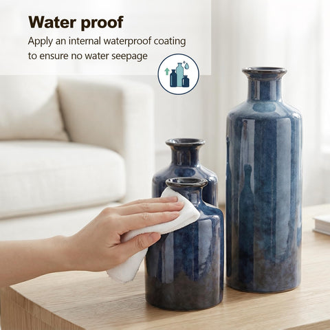 QIANLING blue vases on mantels elevate living room decor with subtle elegance.