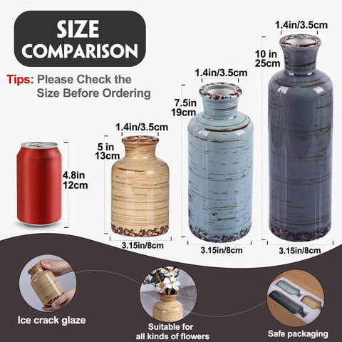 Qianling ceramic vase set 7.5-inch vase on shelf for blooms