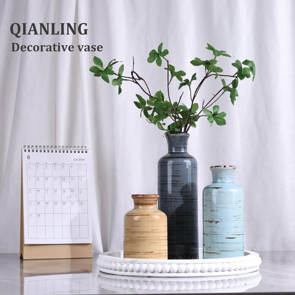 Qianling ceramic vase set entryway display welcomes guests