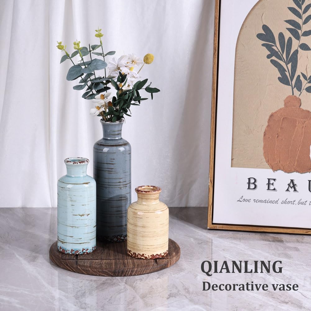 Qianling ceramic vase set kitchen shelf styling