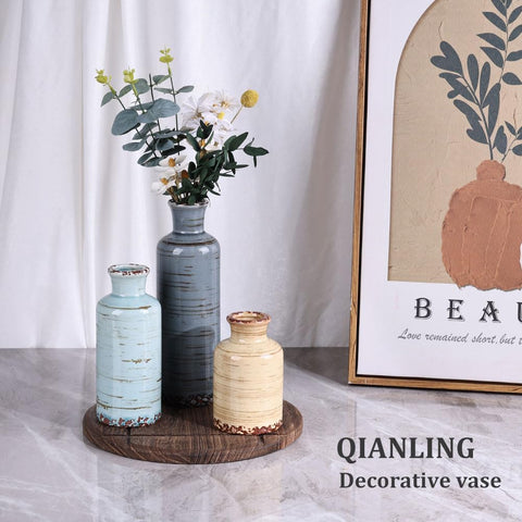 Qianling ceramic vase set kitchen shelf styling