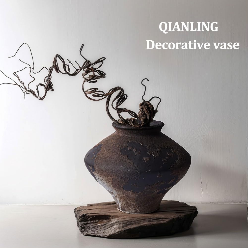 QIANLING opening 3.5 inches accommodates pampas, eucalyptus, and artificial stems.