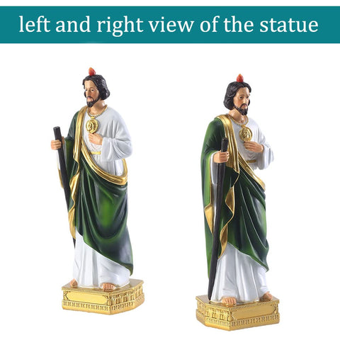 QIANLING Saint Jude statue flame halo emphasizes symbolic detail that elevates altar settings.