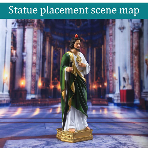 QIANLING Saint Jude statue holds an Icon of Christ Mandalay for meaningful storytelling.