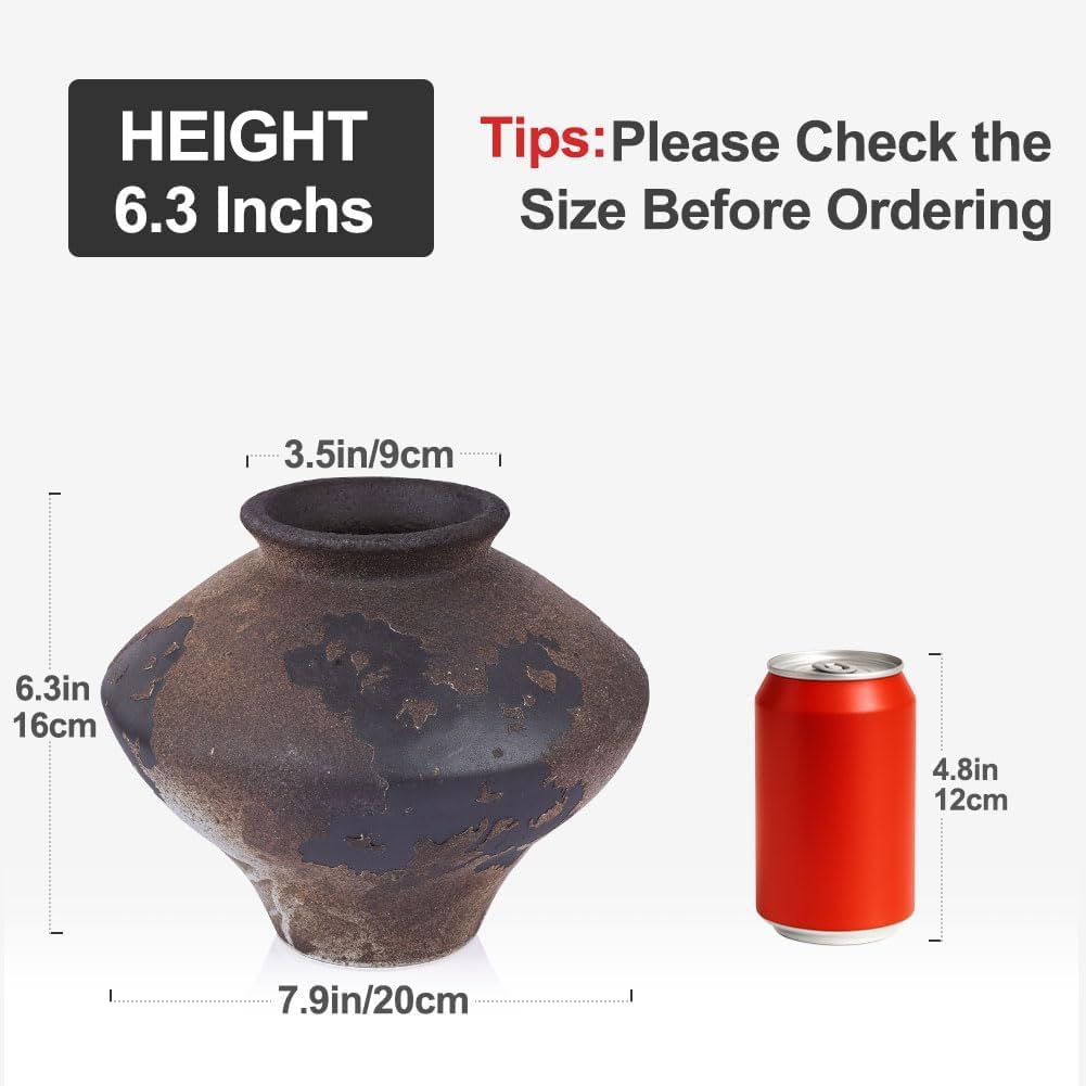 QIANLING vintage ceramic vase in brown tones adds aged charm to living spaces.