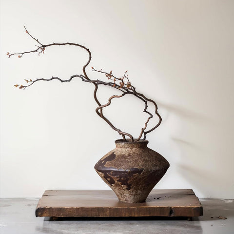 QIANLING Wabi Sabi Rusty Vase, front view, enhances rustic farmhouse decor.