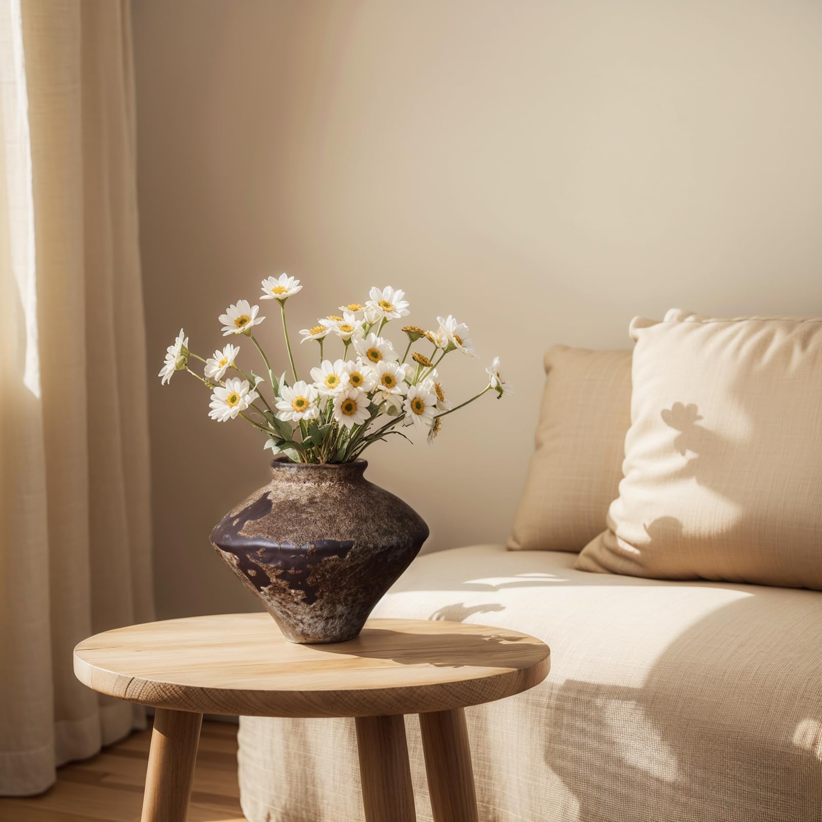 QIANLING Wabi Sabi Rusty Vase living room vibe with warm tones.