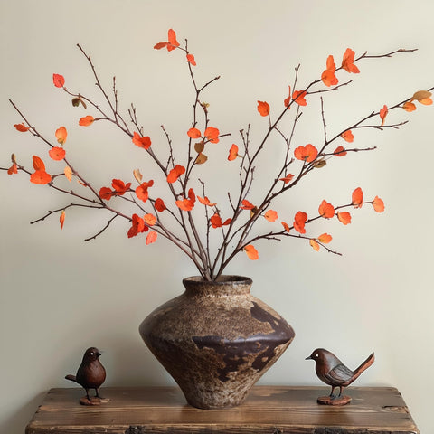 QIANLING Wabi Sabi Rusty Vase open top detail for floral arrangements.