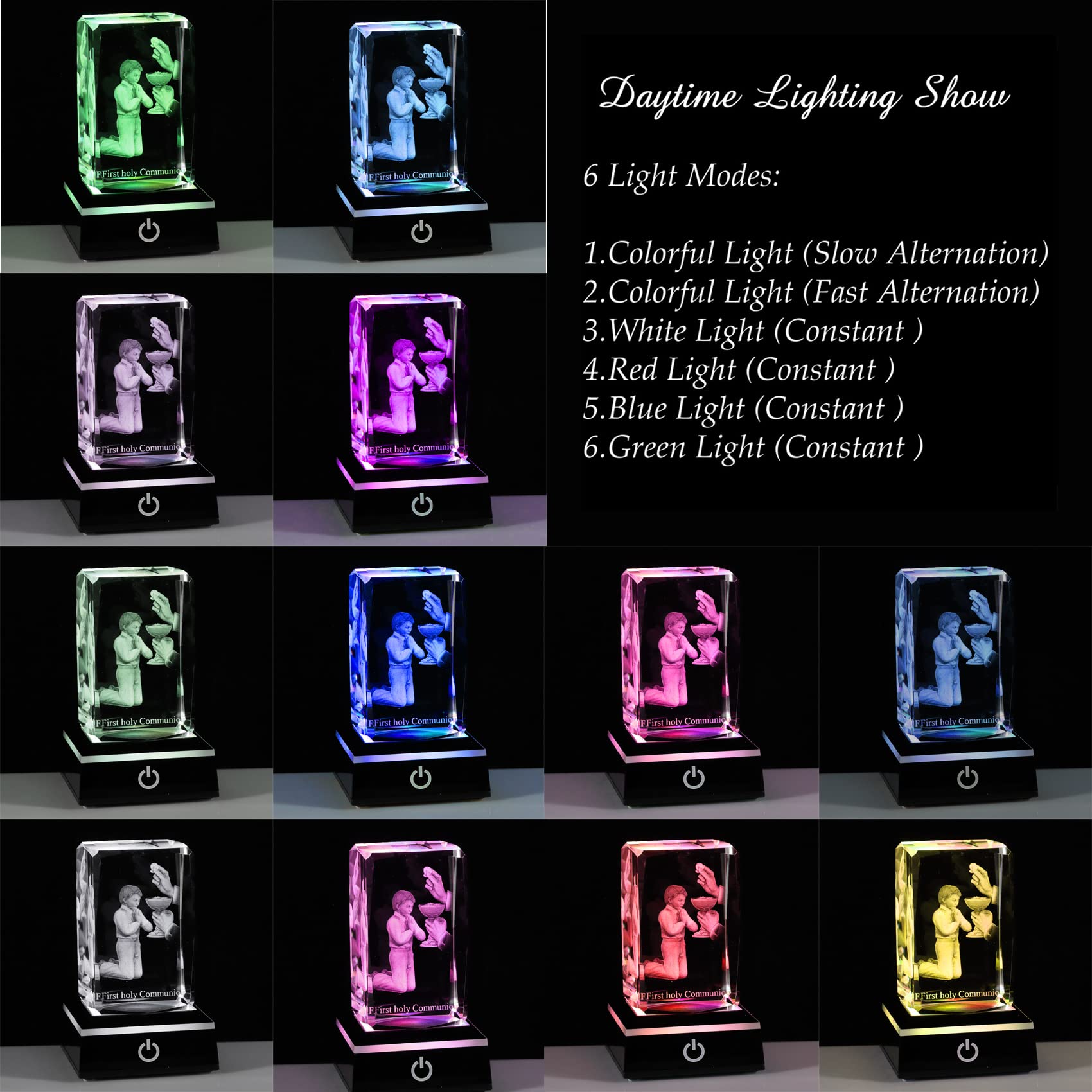 Qianwei LED base with six modes beautifully lights the crystal.
