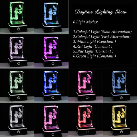 Qianwei LED base with six modes beautifully lights the crystal.