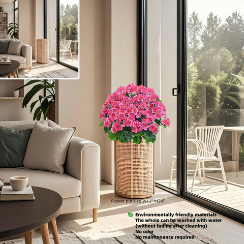 QIANYUN artificial geranium bush 20-inch patio decor for porch appeal.