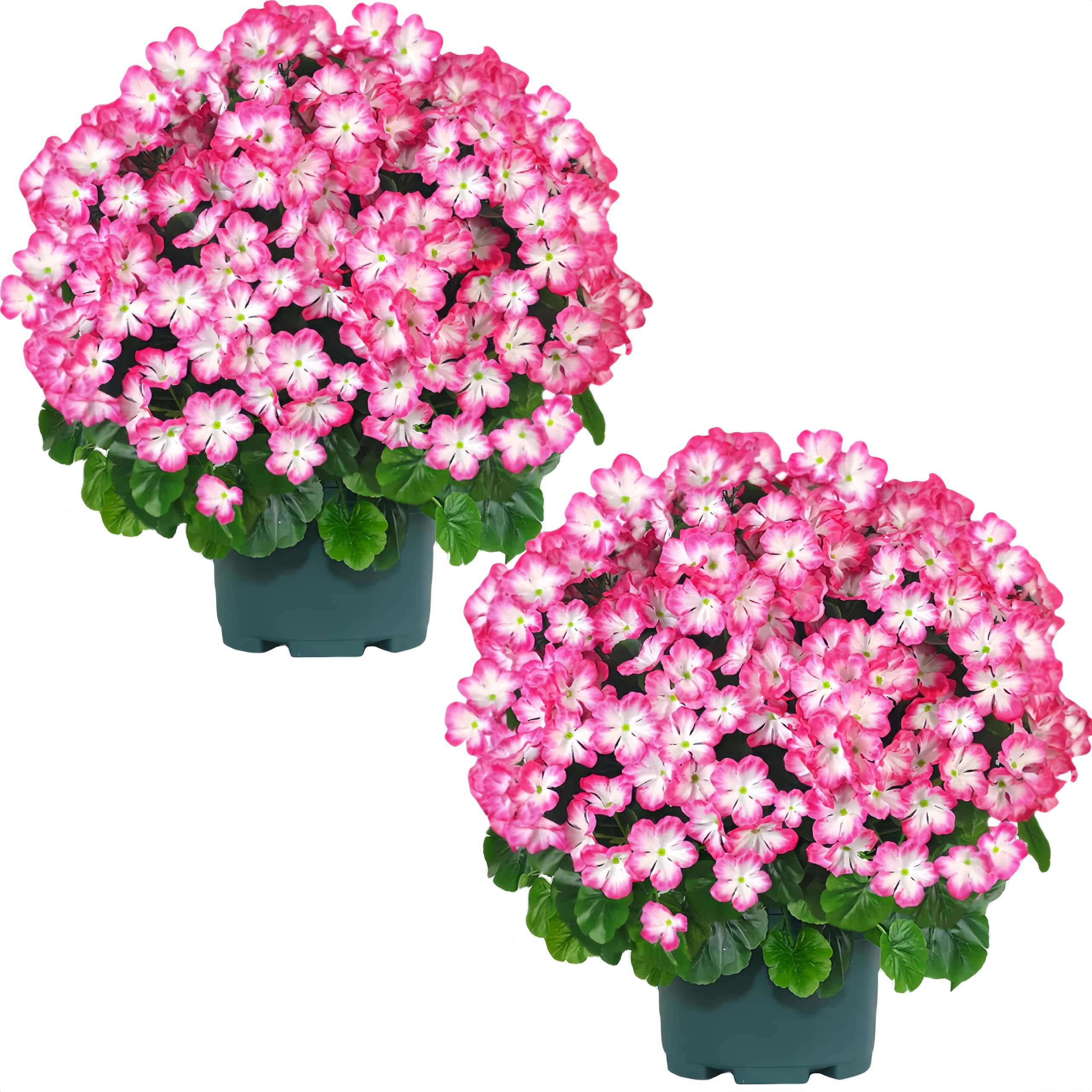 QIANYUN artificial geranium bush on the front porch with UV-resistant color for lasting curb appeal.