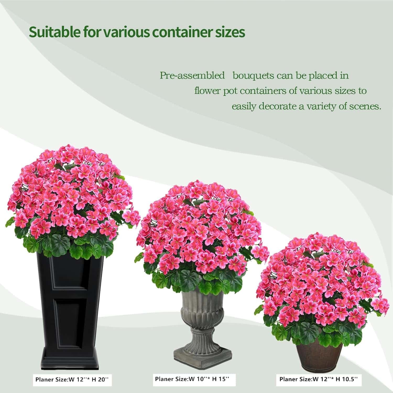 QIANYUN indoor-outdoor-friendly faux geranium blooms with lifelike texture.