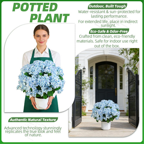 QIANYUN artificial hydrangea bush UV-resistant outdoor use preserves color on porches and patios