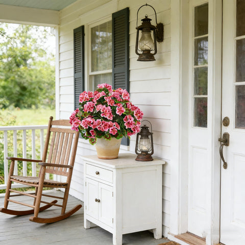 QIANYUN pink geranium ball elevates shelves, patios, and entryways with charm.