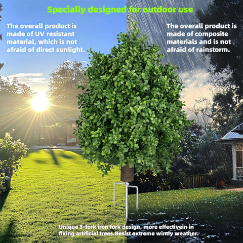 QIANYUN boxwood topiary ball in garden setting shows durable year-round greenery