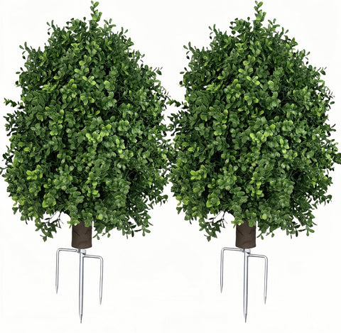 QIANYUN boxwood topiary ball on outdoor porch enhances curb appeal with evergreen charm