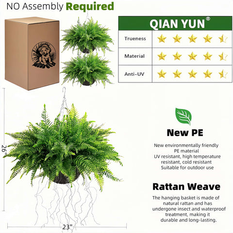 QIANYUN detachable hanging chain fern for quick, easy installation anywhere.
