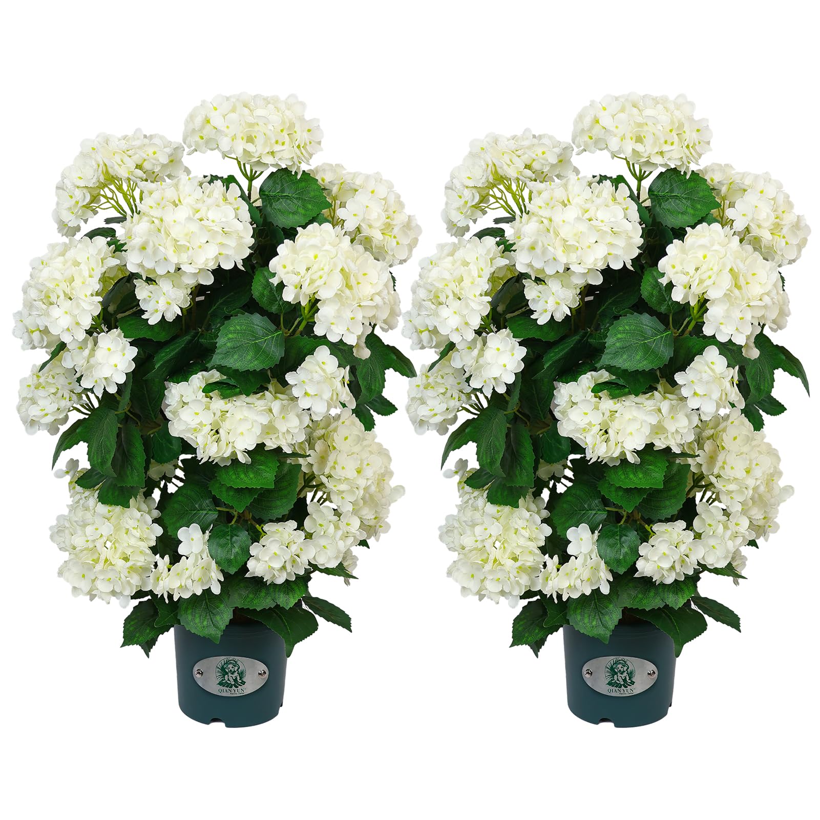 QIANYUN faux hydrangea tree with white blooms for base display, maintenance-free.