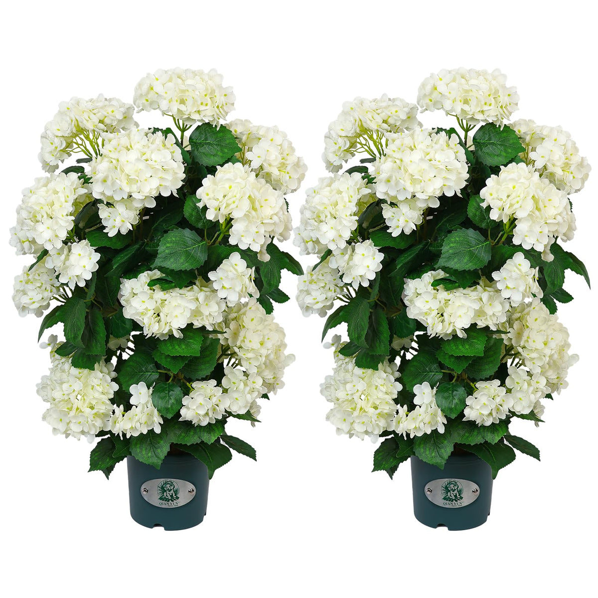 QIANYUN faux hydrangea tree with white blooms for base display, maintenance-free.