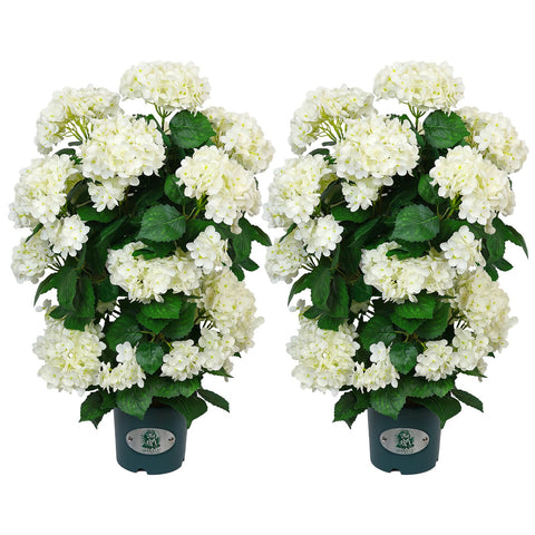 QIANYUN faux hydrangea tree with white blooms for base display, maintenance-free.