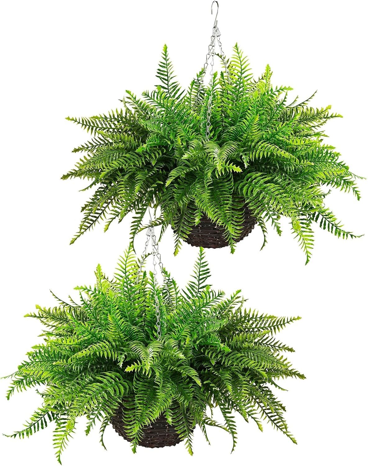 QIANYUN outdoor hanging fern with dense fronds for lush porch or balcony decor.