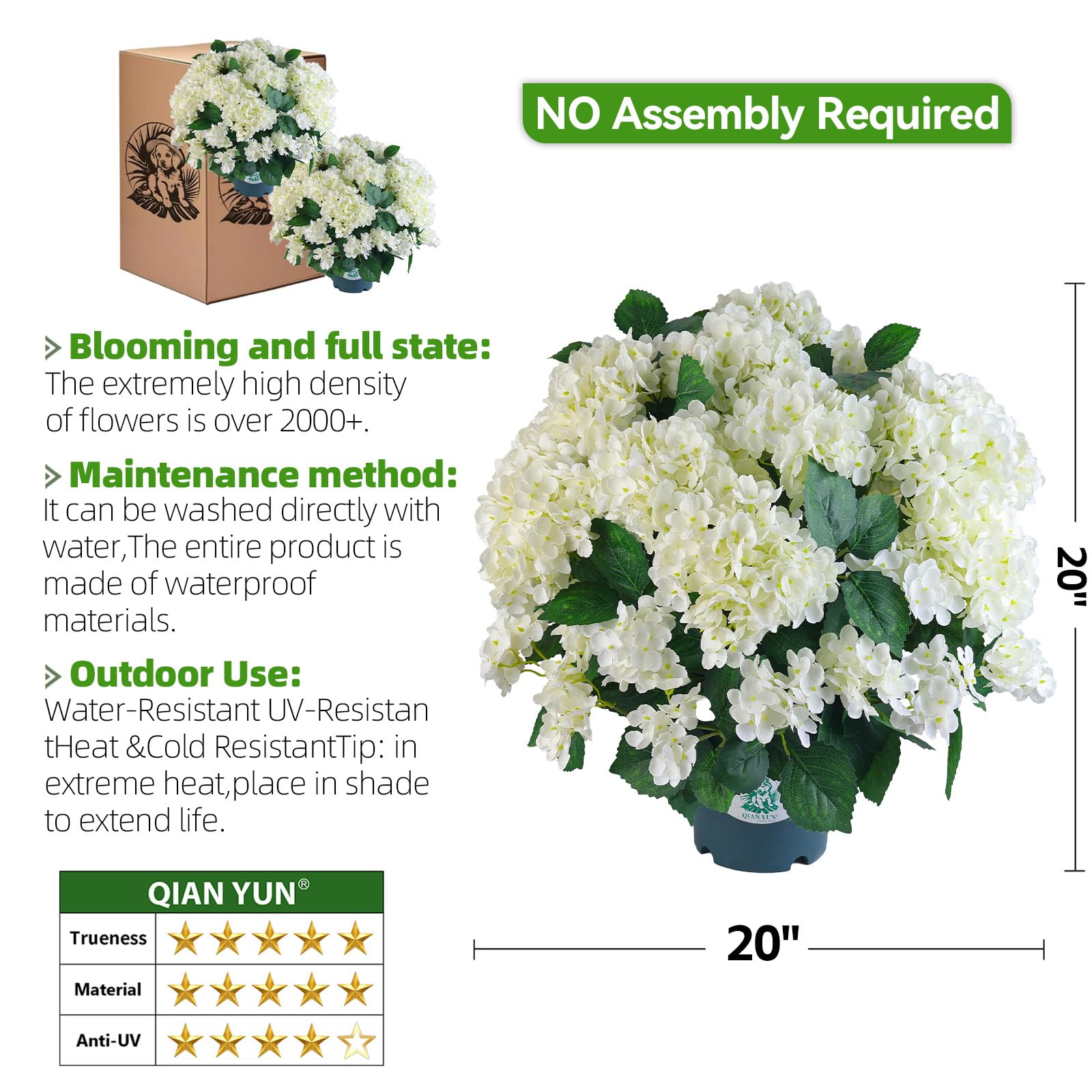 QIANYUN waterproof construction hydrangea for indoor or outdoor use