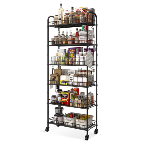Qiaoxuan 6-tier slim storage cart on wheels for mobile kitchen organization