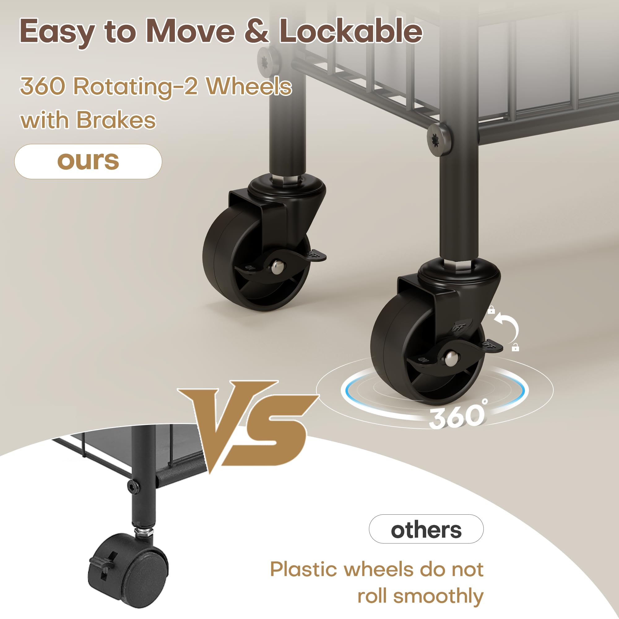 Qiaoxuan cart with lockable wheels provides secure positioning on any floor.