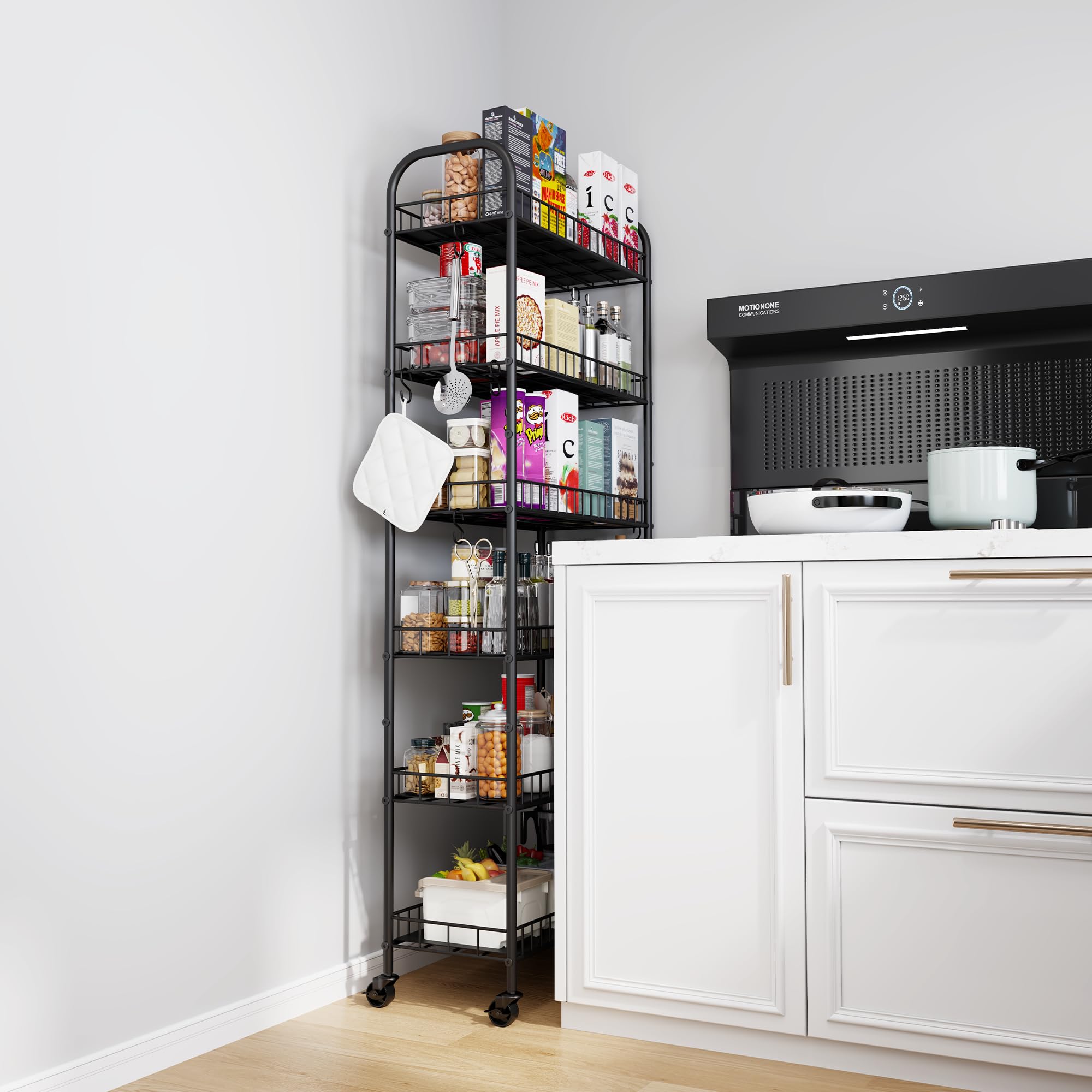 Qiaoxuan metal rolling cart frame provides sturdy storage in tight spaces