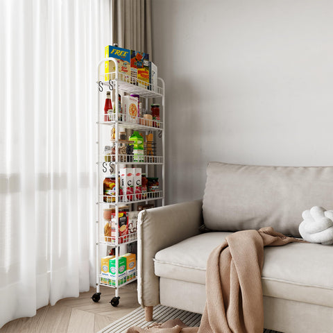 Qiaoxuan multi-purpose storage cart in white, organized.