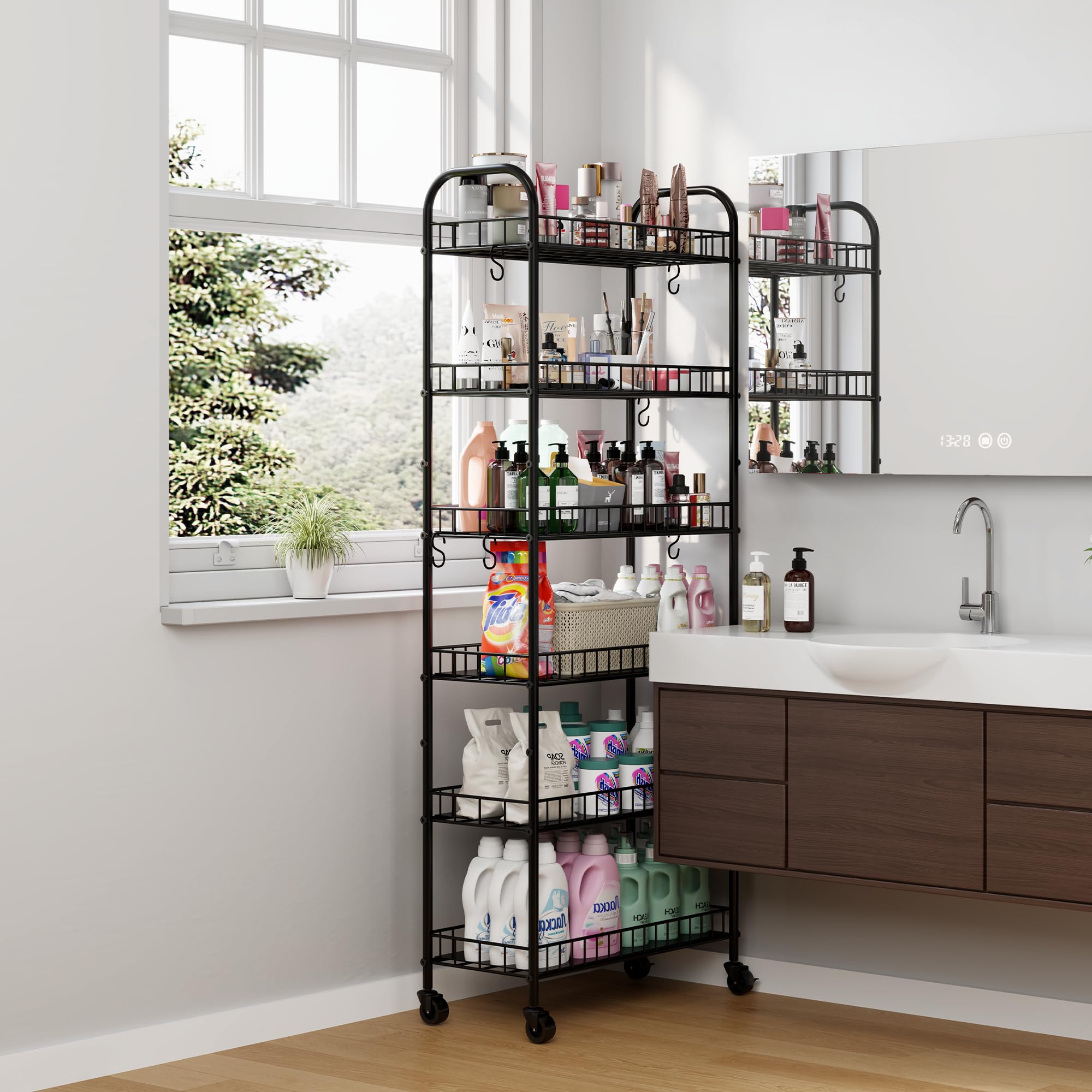 Qiaoxuan narrow 10-inch deep cart fits tight spaces