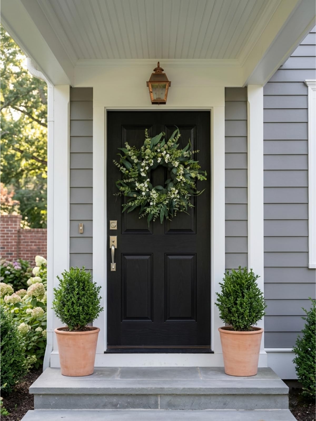 Qiexuxing greenery wreath babys-breath adds delicate texture to home decor.