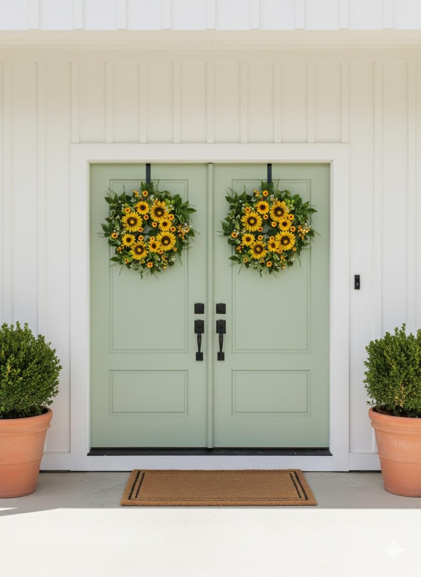 Qiexuxing large 24–26 inch wreath fills entryways with color and texture.