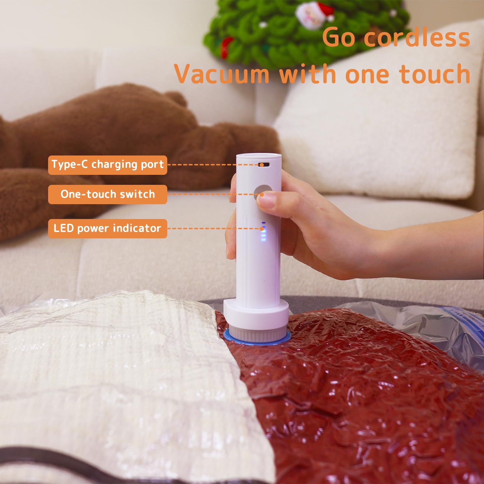 QIJIAYI compact pump design fits comfortably in hand and slips into carry-on.