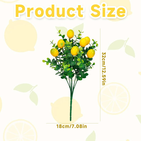 Qiknird artificial lemon branch leaves close-up with natural greenery accent.