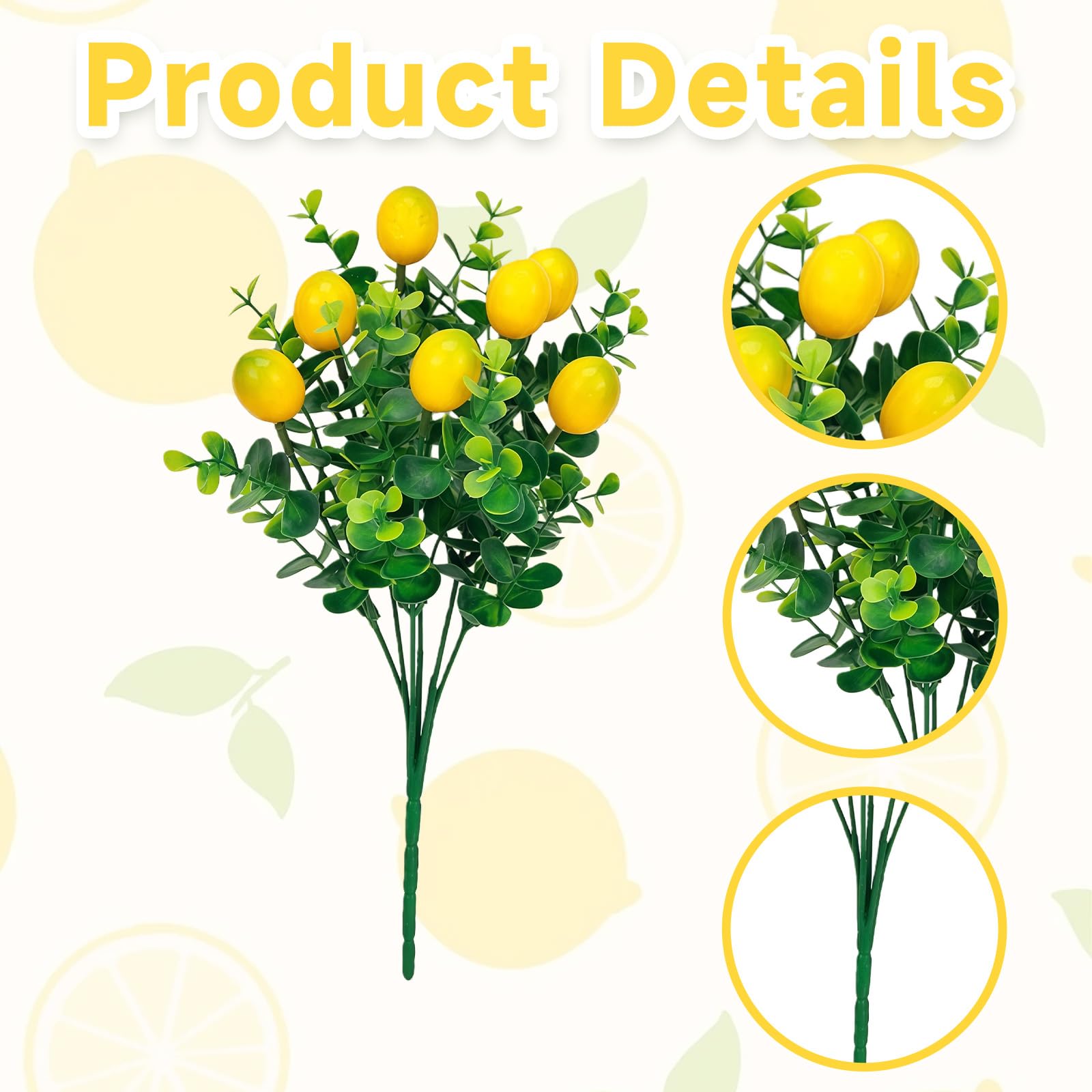 Qiknird artificial lemon branch setup in vase for effortless styling.