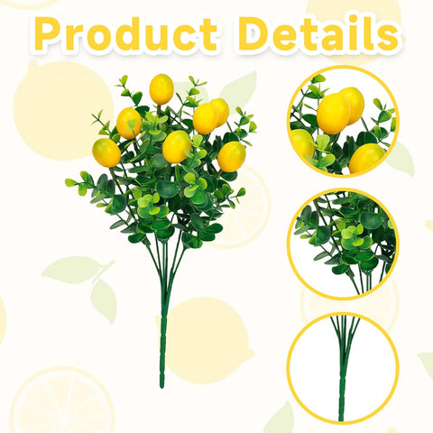 Qiknird artificial lemon branch setup in vase for effortless styling.