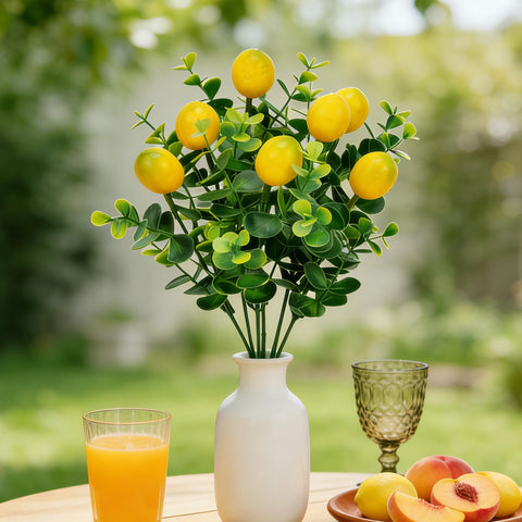 Qiknird faux lemons with greenery ideal for low-maintenance decor.