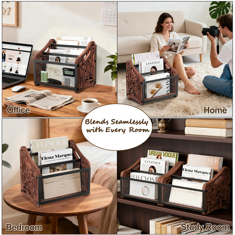 QILICHZ floor-standing magazine basket fits living rooms and entries