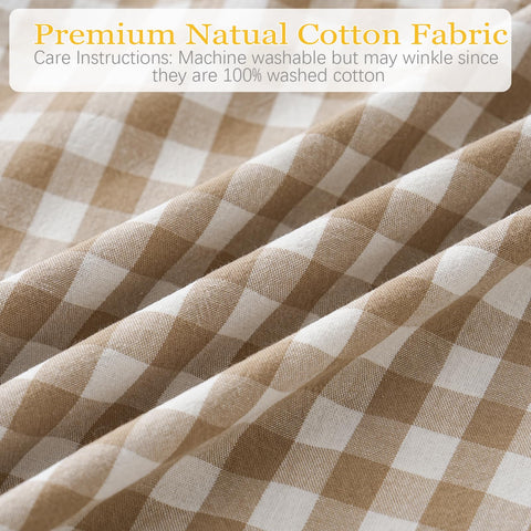 Qilunn vintage ruffle edge pillow cover on plaid fabric.
