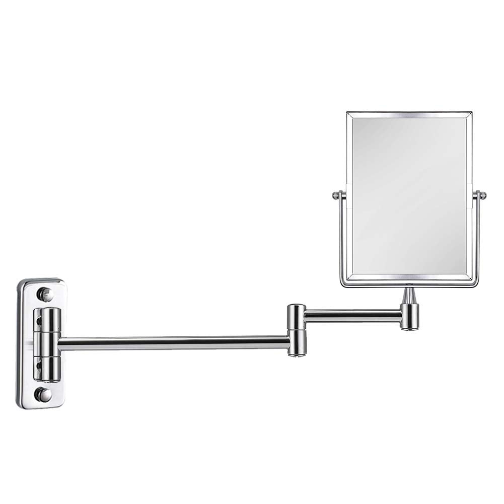 QiMH double-sided makeup mirror with tilt for magnified or flat views.