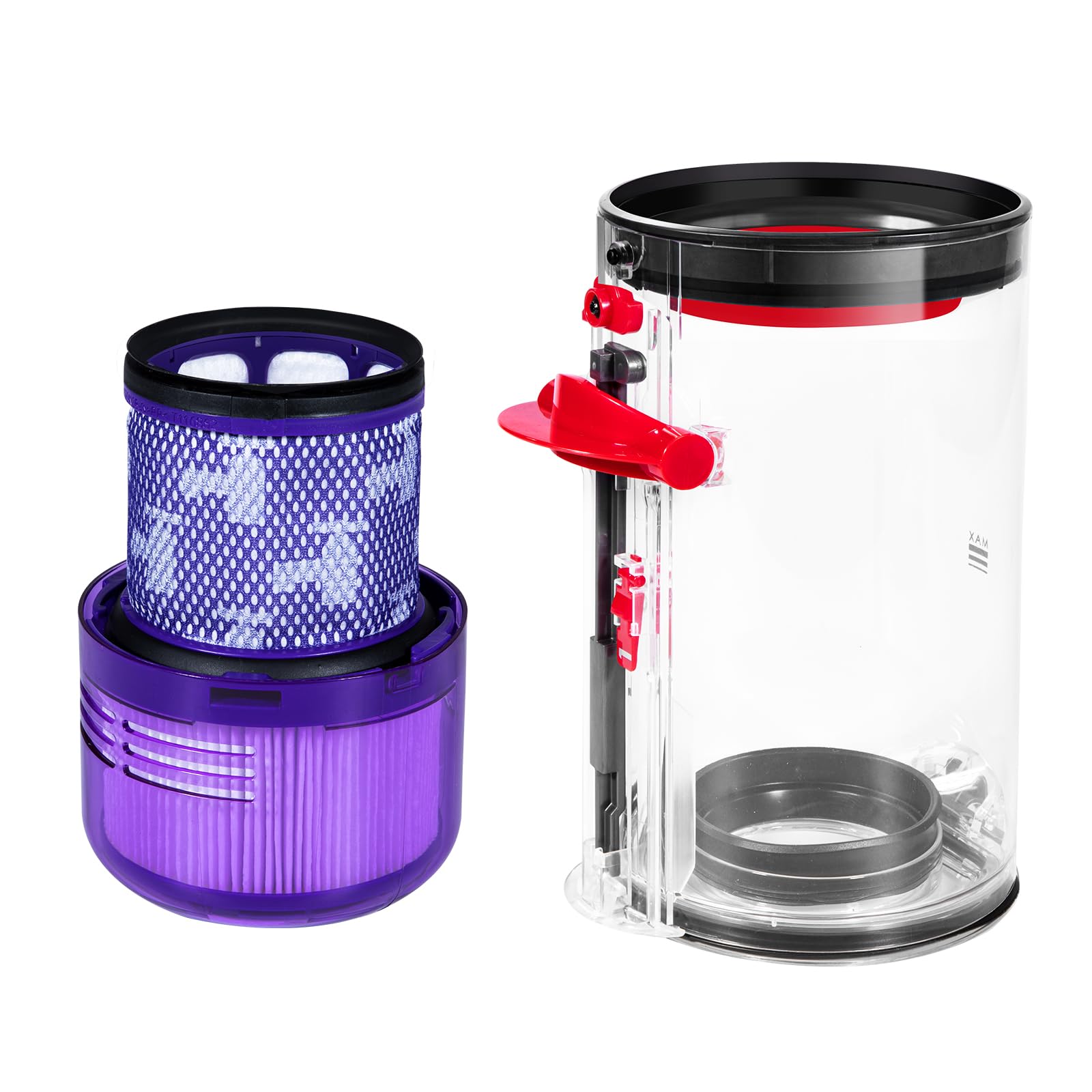 QINAN upgraded dust bucket for Dyson V11 with improved sealing and easy dumping.