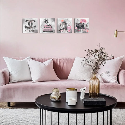 QINGTAI 4-piece set creates coordinated decor for teens' rooms and dressing spaces.
