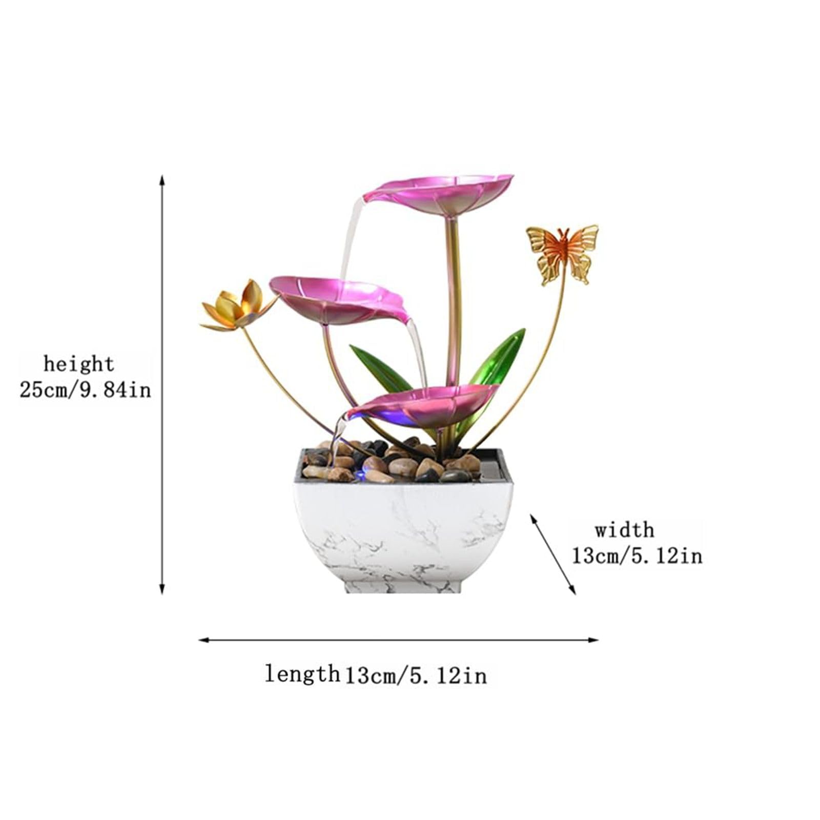 QINGYINGGE gold lotus with butterflies atop white marble base, enhances zen decor