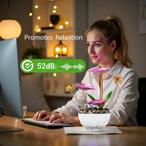 QINGYINGGE LED-illuminated desk fountain for soft night lighting