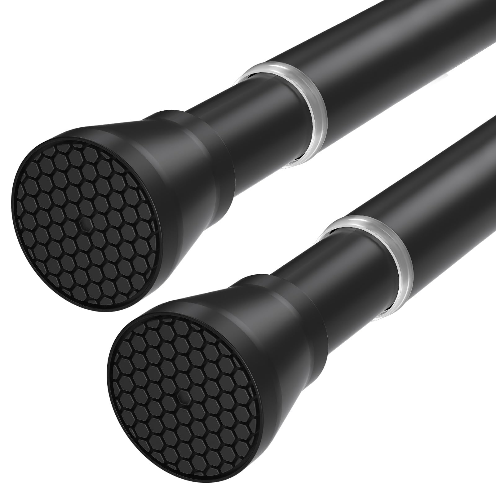 QINGYUN black tension rod extended to 28–48 inches for sturdy window coverage