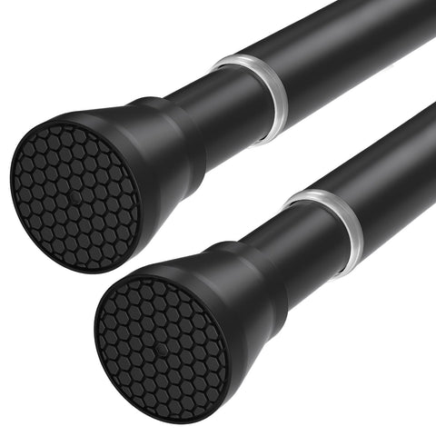QINGYUN black tension rod extended to 28–48 inches for sturdy window coverage